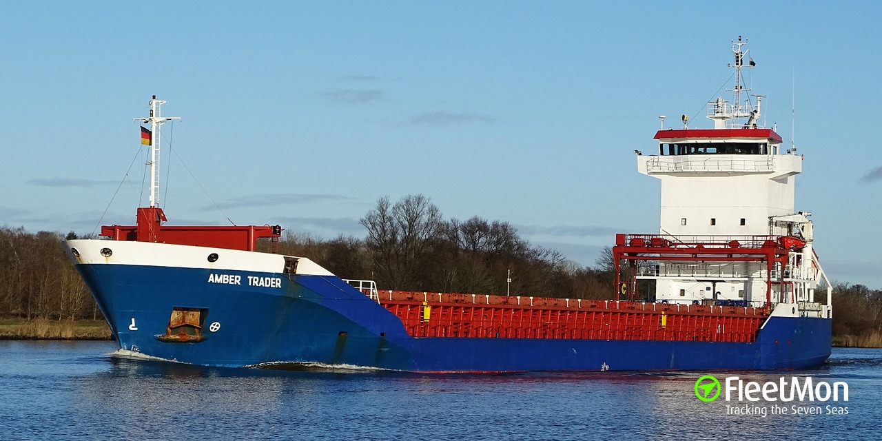 General cargo ship damaged after contacting embankment, Kiel Canal 