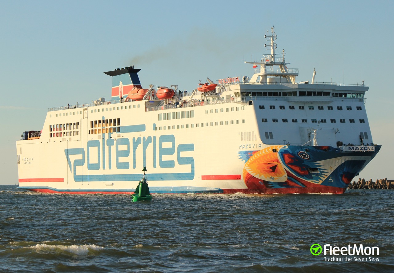 Ferry MAZOVIA fire, Polferries ships stuck in Poland and Sweden 